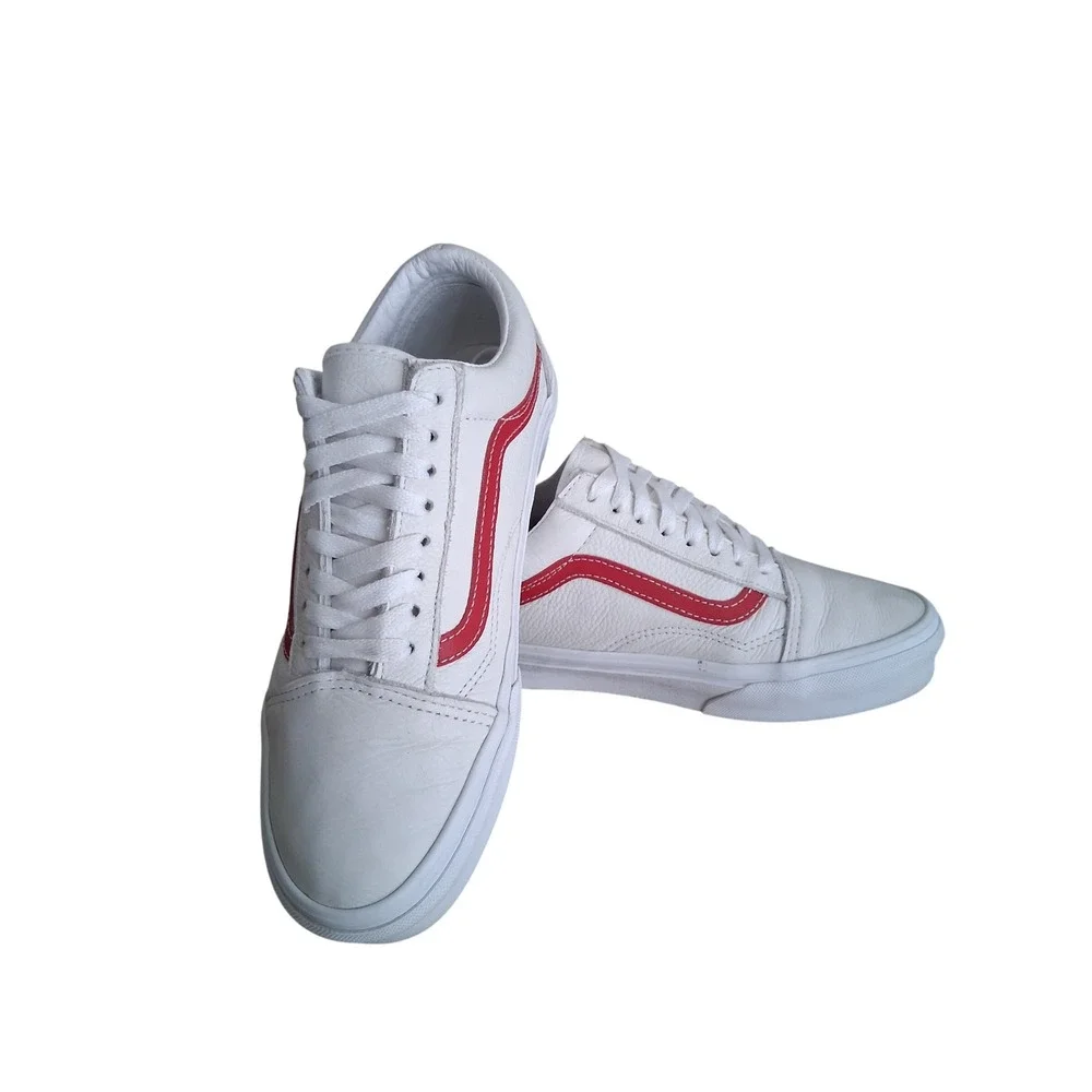 Vans Old Skool Leather Mens‎ size 7/ Women's 8.5 Skateboard Alternative Sneakers